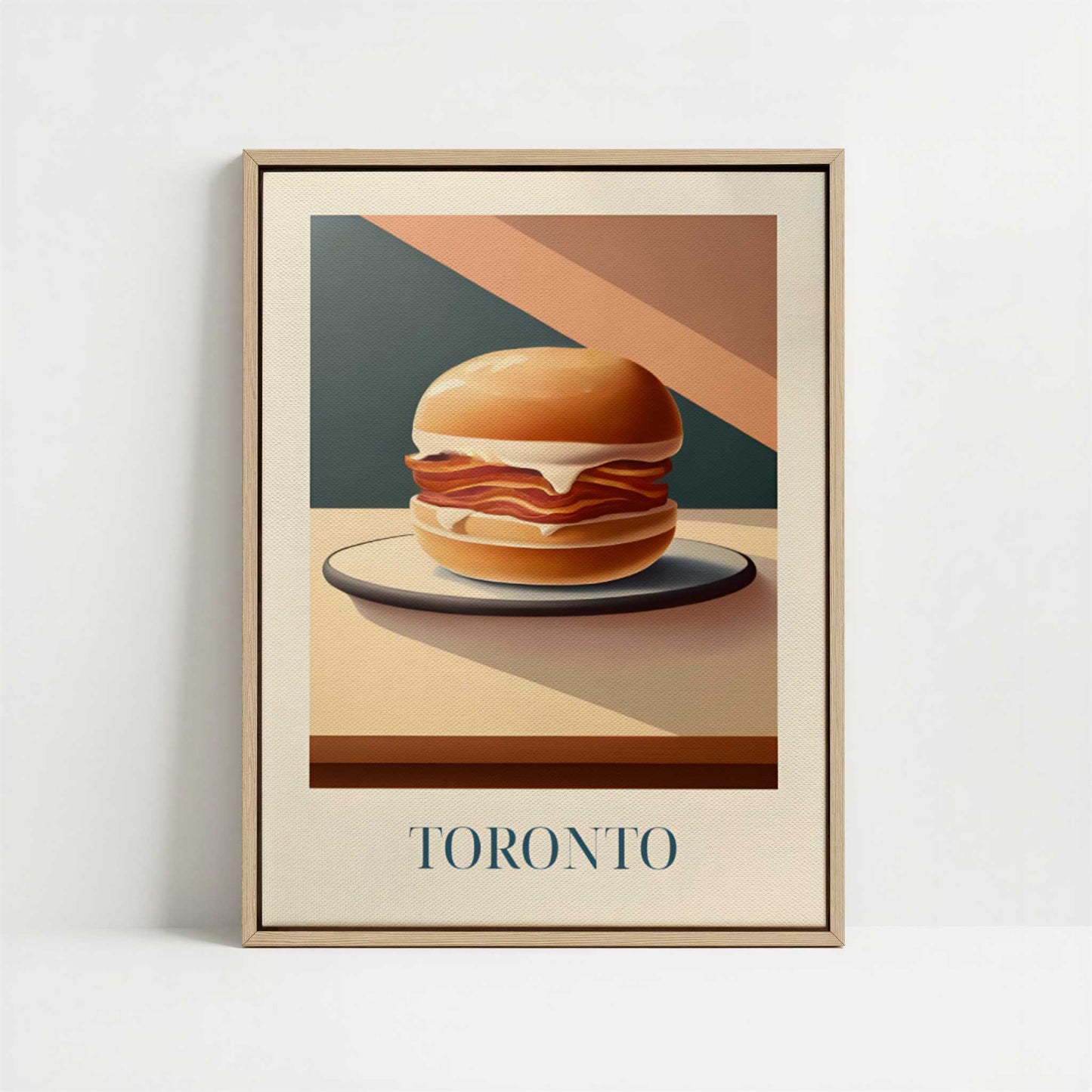 Framed Canvas - Framed canvas in oak color frame