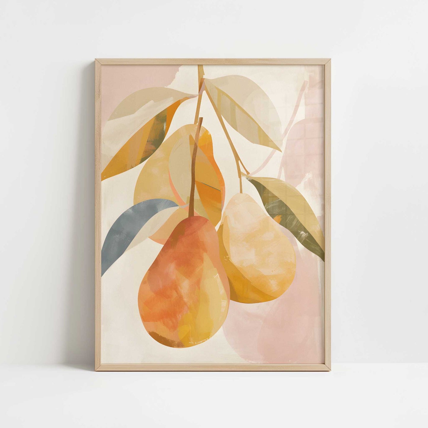 Pears in Bohemian Style - Art Print - Art print in oak frame