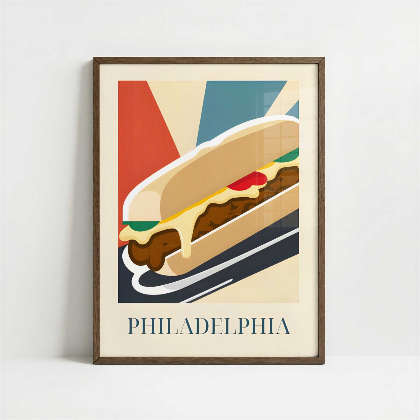 Philly Cheesesteak from Philadelphia, USA - Art Print - Art print in dark wood frame
