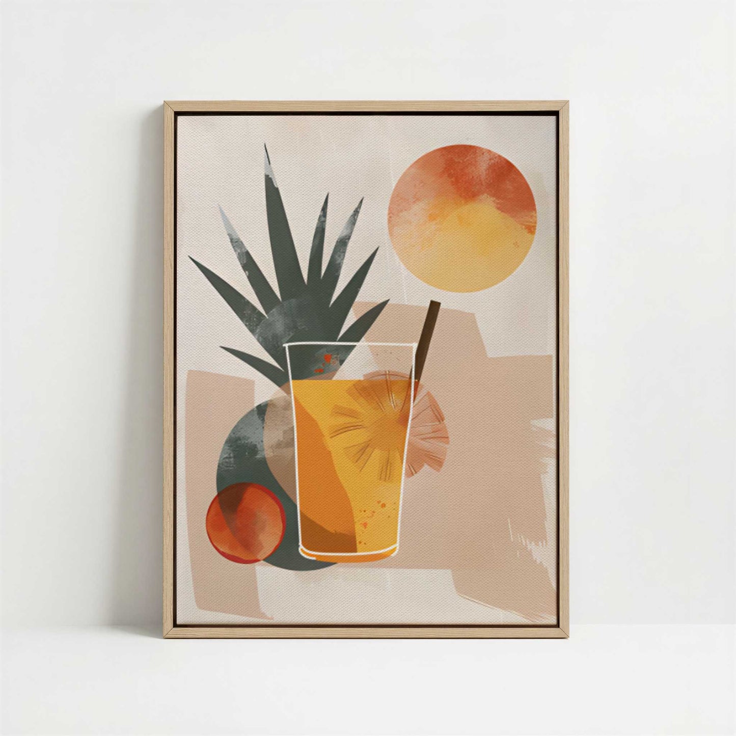 Framed Canvas - Framed canvas in oak color frame