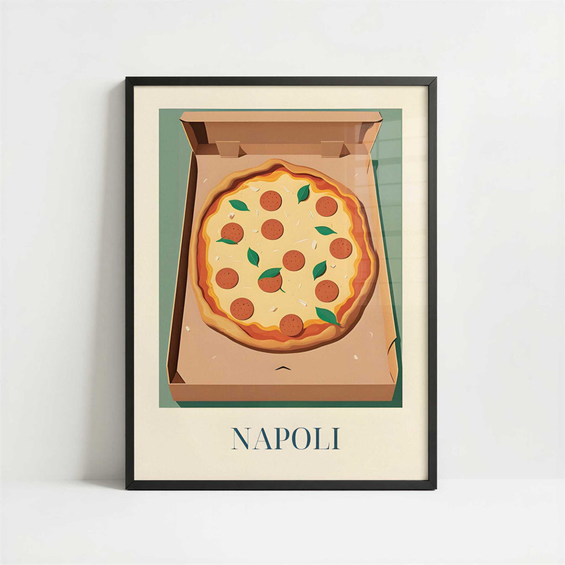 Pizza from Naples, Italy - Art Print - Art print in black frame