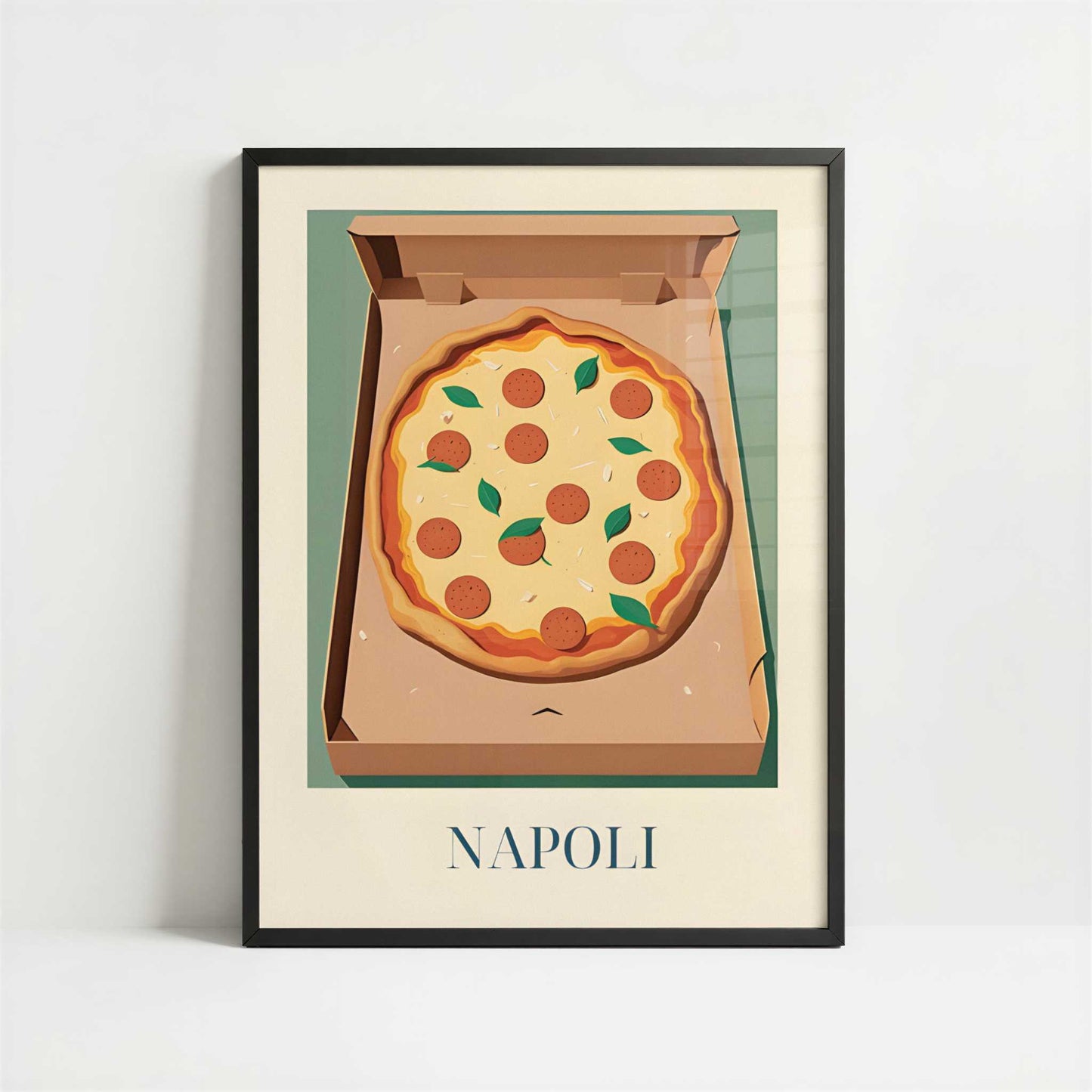 Pizza from Naples, Italy - Art Print - Art print in black frame