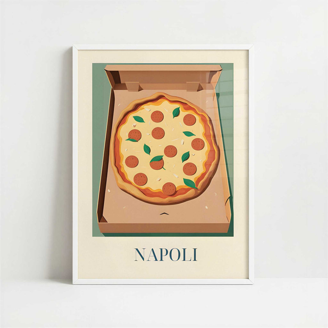 Pizza from Naples, Italy - Art Print - Art print in white frame