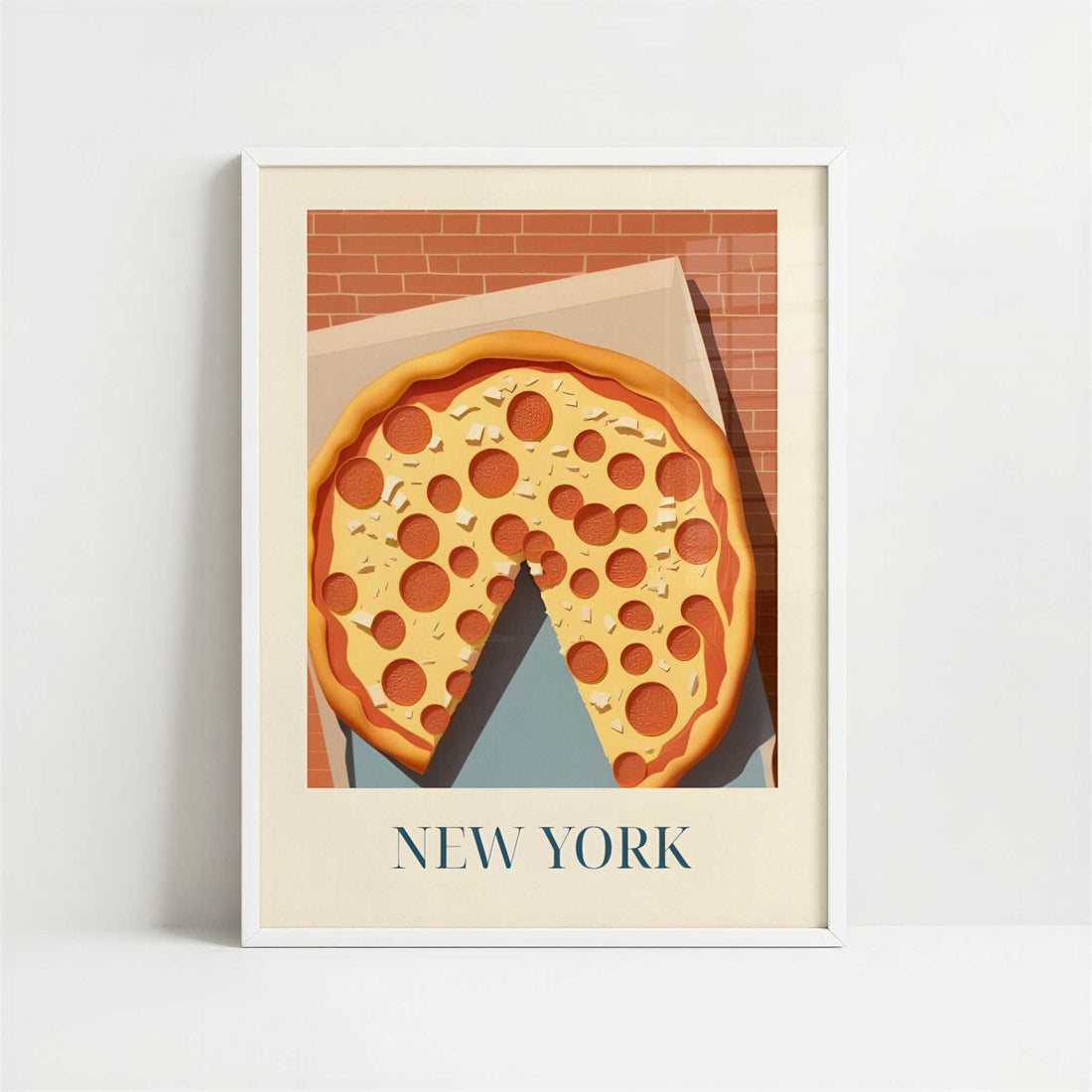 Pizza from New York, United States - Art Print - Art print in white frame