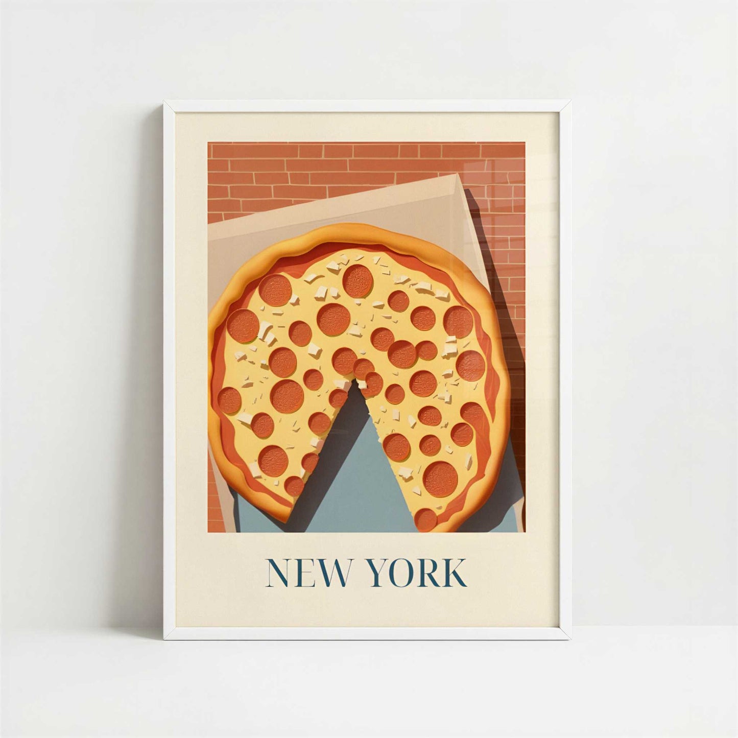 Pizza from New York, United States - Art Print - Art print in white frame
