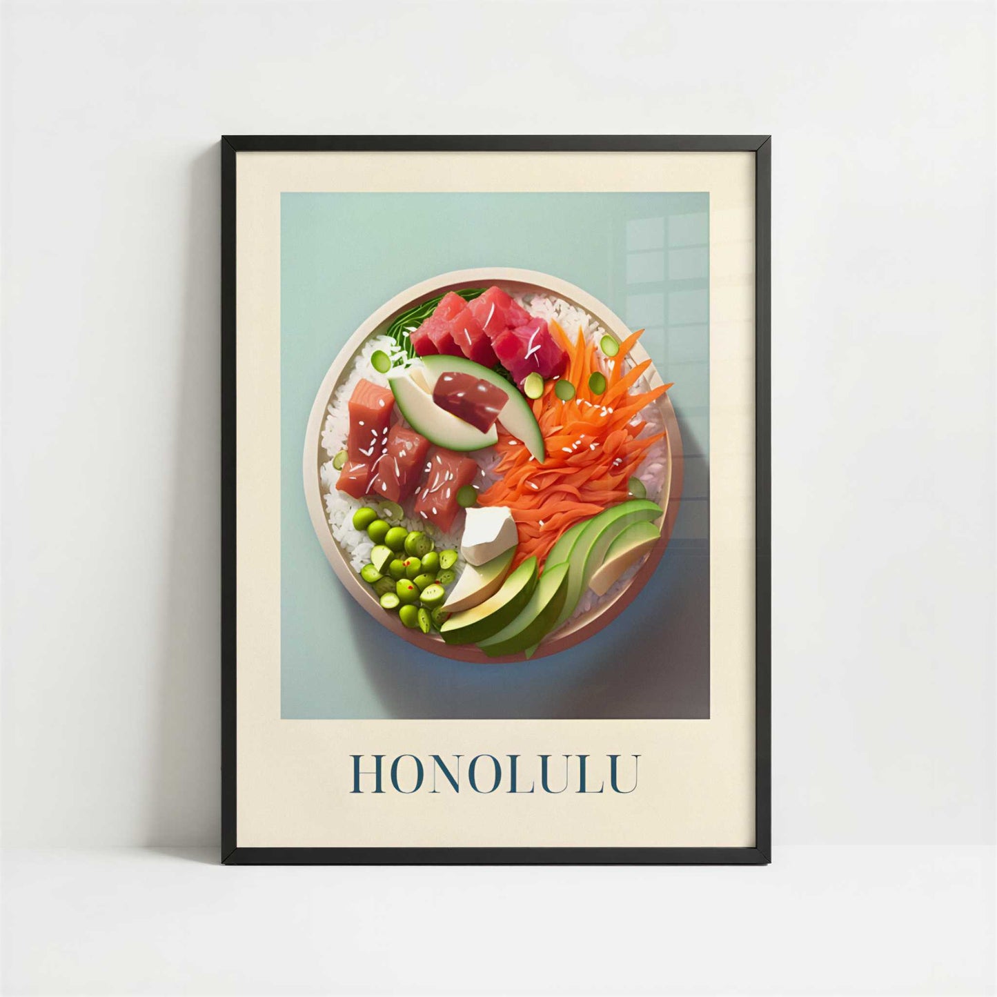 Pokebowl from Honolulu, Hawaii - Art Print - Art print in black frame