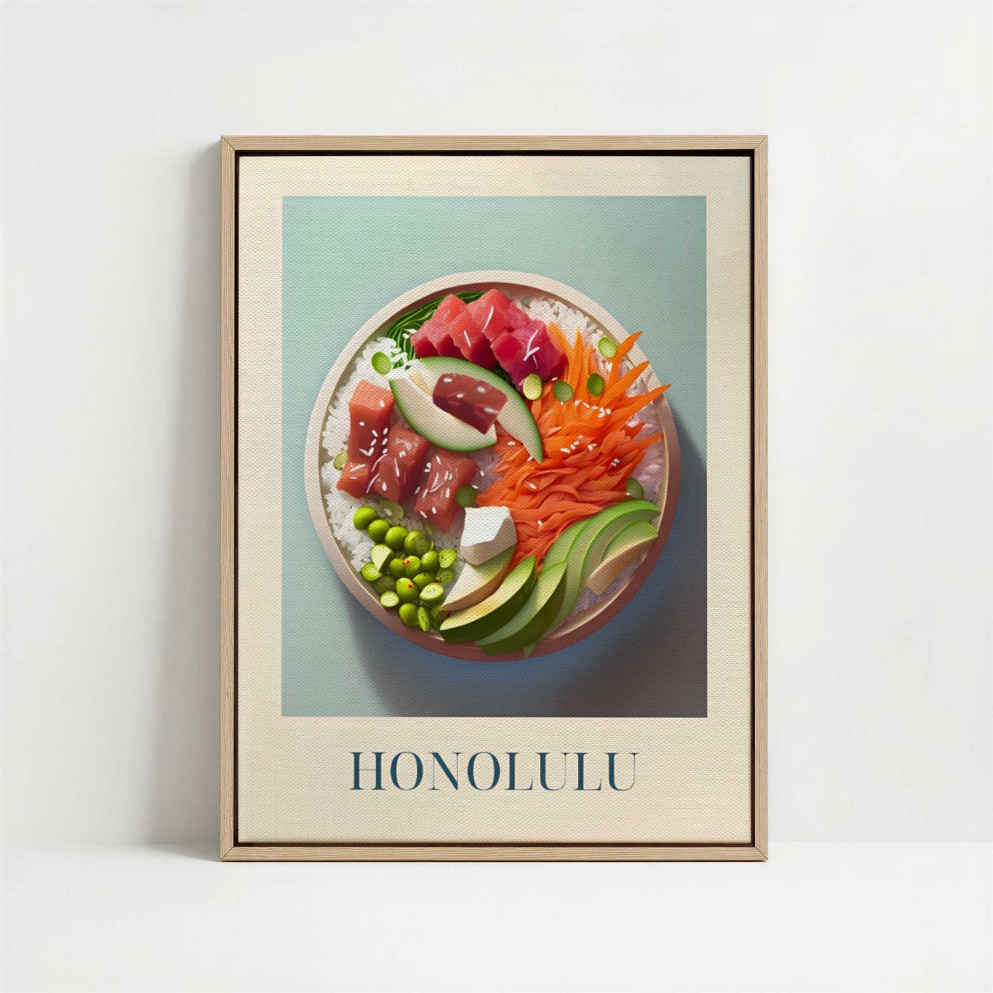 Framed Canvas - Framed canvas in oak color frame