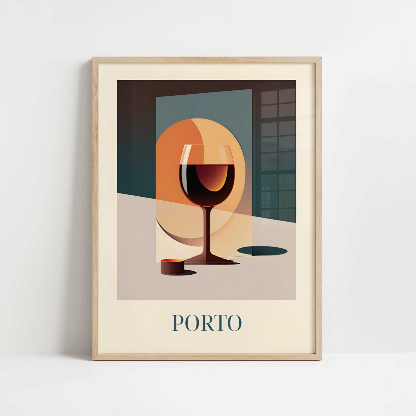 Port wine from Porto, Portugal - Art Print - Art print in oak frame