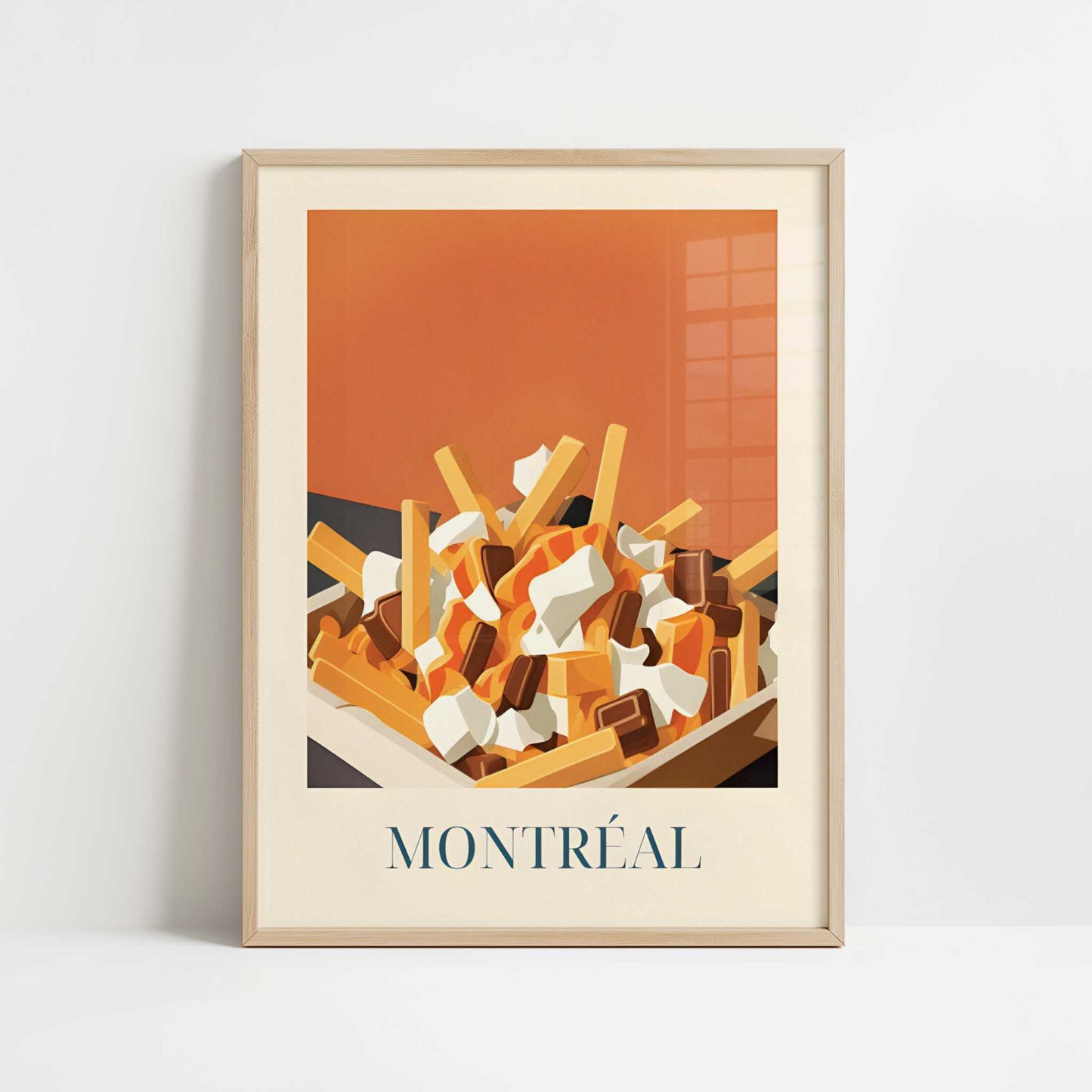 Poutine fries from Montreal, Canada - Art Print - Art print in oak frame