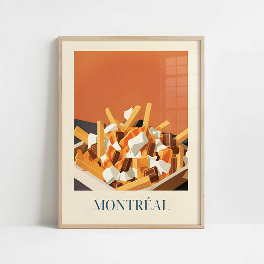 Poutine fries from Montreal, Canada - Art Print - Art print in oak frame