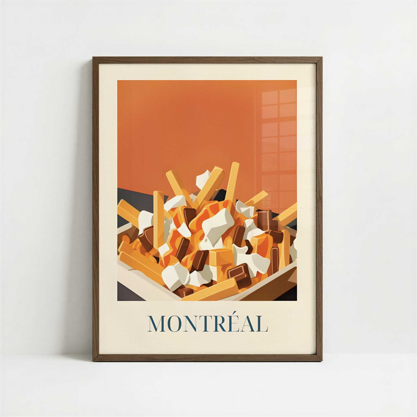 Poutine fries from Montreal, Canada - Art Print - Art print in dark wood frame