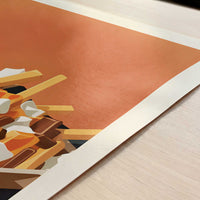 Poutine fries from Montreal, Canada - Art Print - Close-up detail of the art print