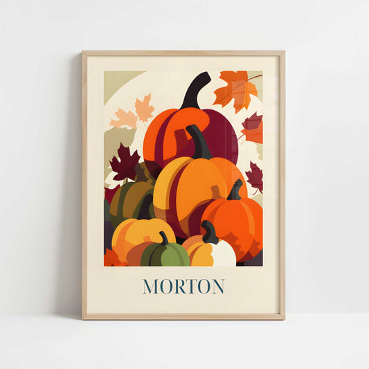Pumpkins from Morton, United States - Art Print - Art print in oak frame