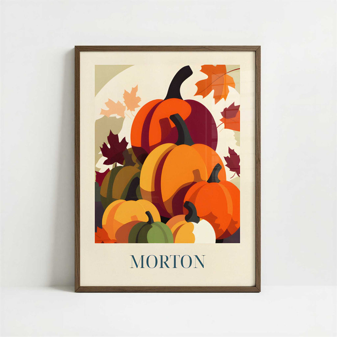 Pumpkins from Morton, United States - Art Print - Art print in dark wood frame