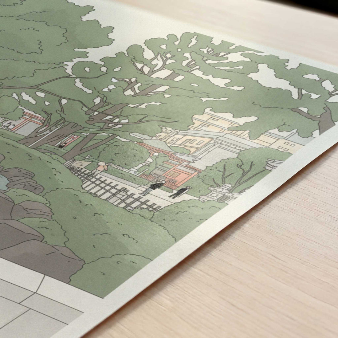 Quiet Paths Around Senso-ji, Tokyo - Art Print - Close-up detail of the art print