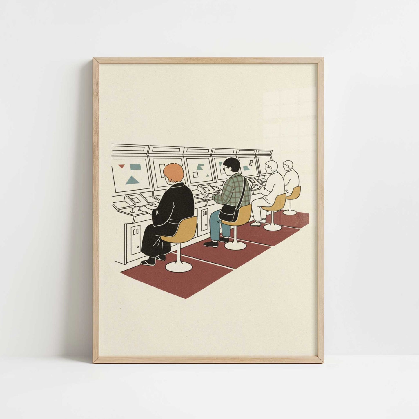 Quiet Players of Tokyo’s Game Halls - Art Print - Art print in oak frame
