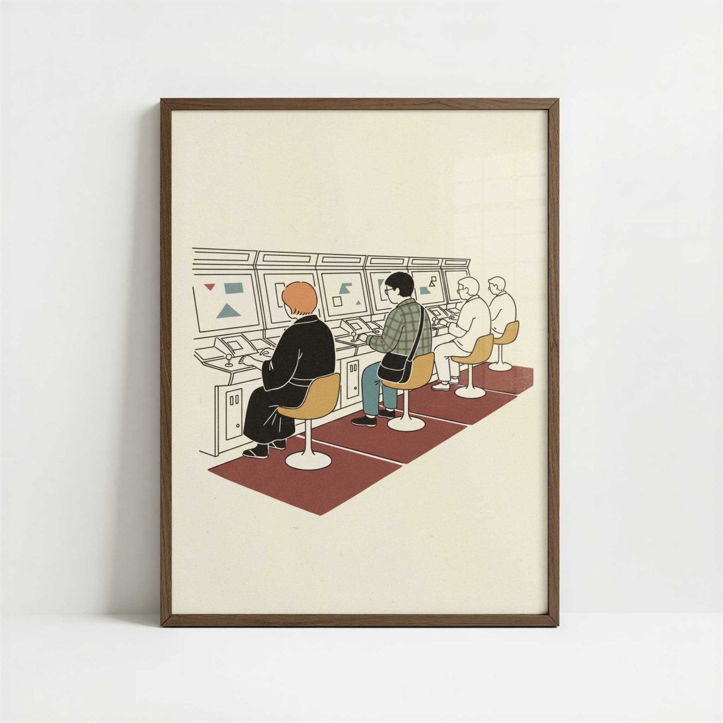Quiet Players of Tokyo’s Game Halls - Art Print - Art print in dark wood frame
