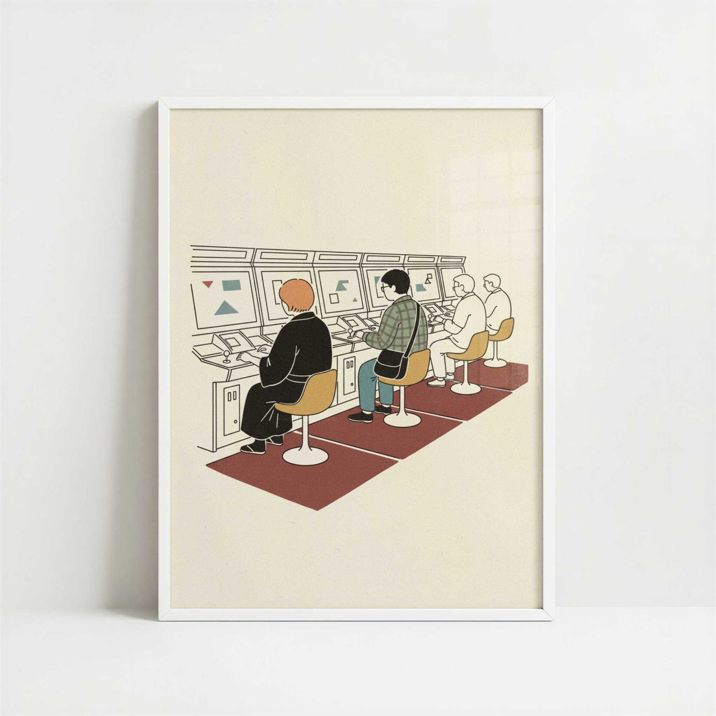 Quiet Players of Tokyo’s Game Halls - Art Print - Art print in white frame