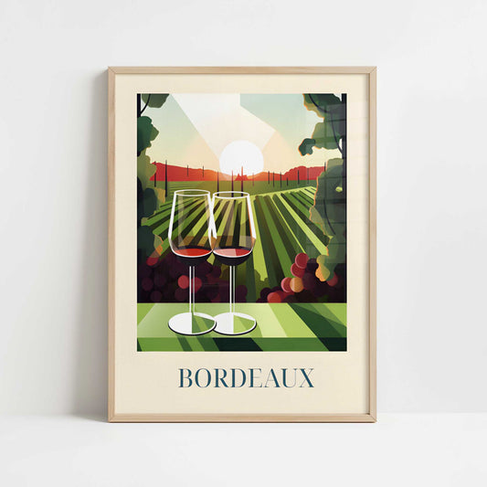 Red wine from Bordeaux, France - Art Print - Art print in oak frame
