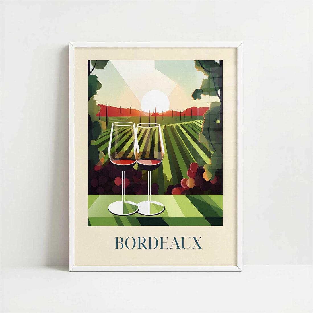 Red wine from Bordeaux, France - Art Print - Art print in white frame