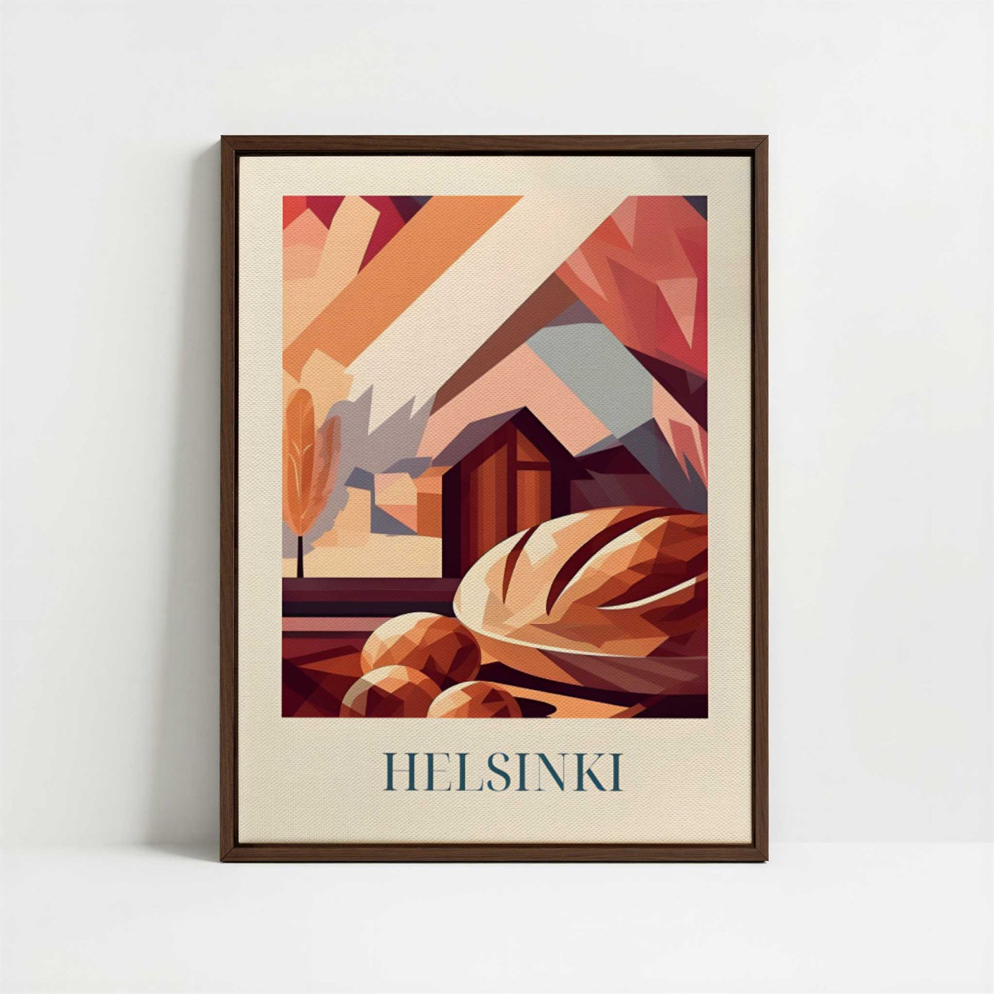 Framed Canvas - Framed canvas in dark wood color frame