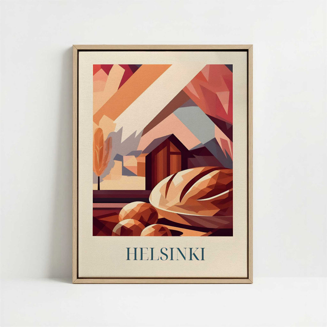 Framed Canvas - Framed canvas in oak color frame