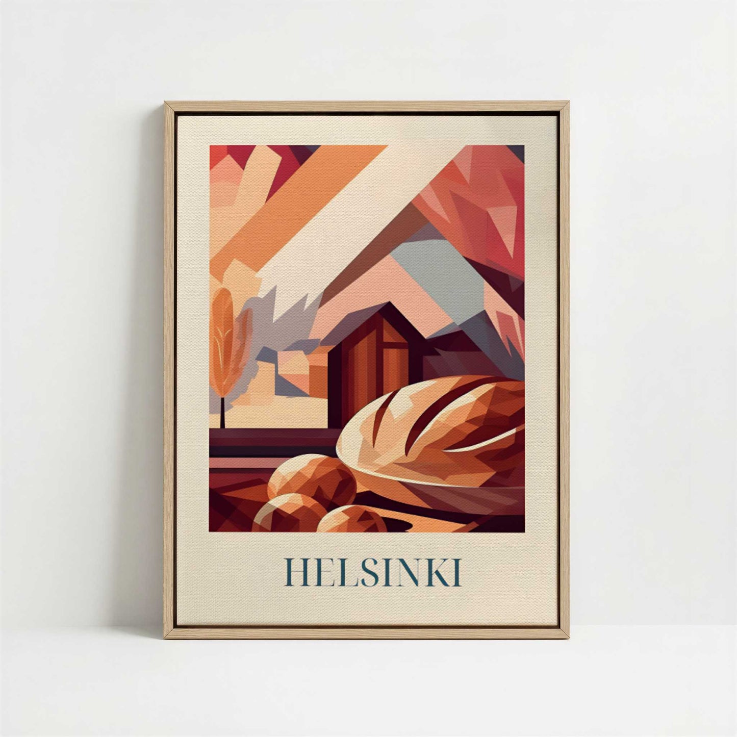 Framed Canvas - Framed canvas in oak color frame