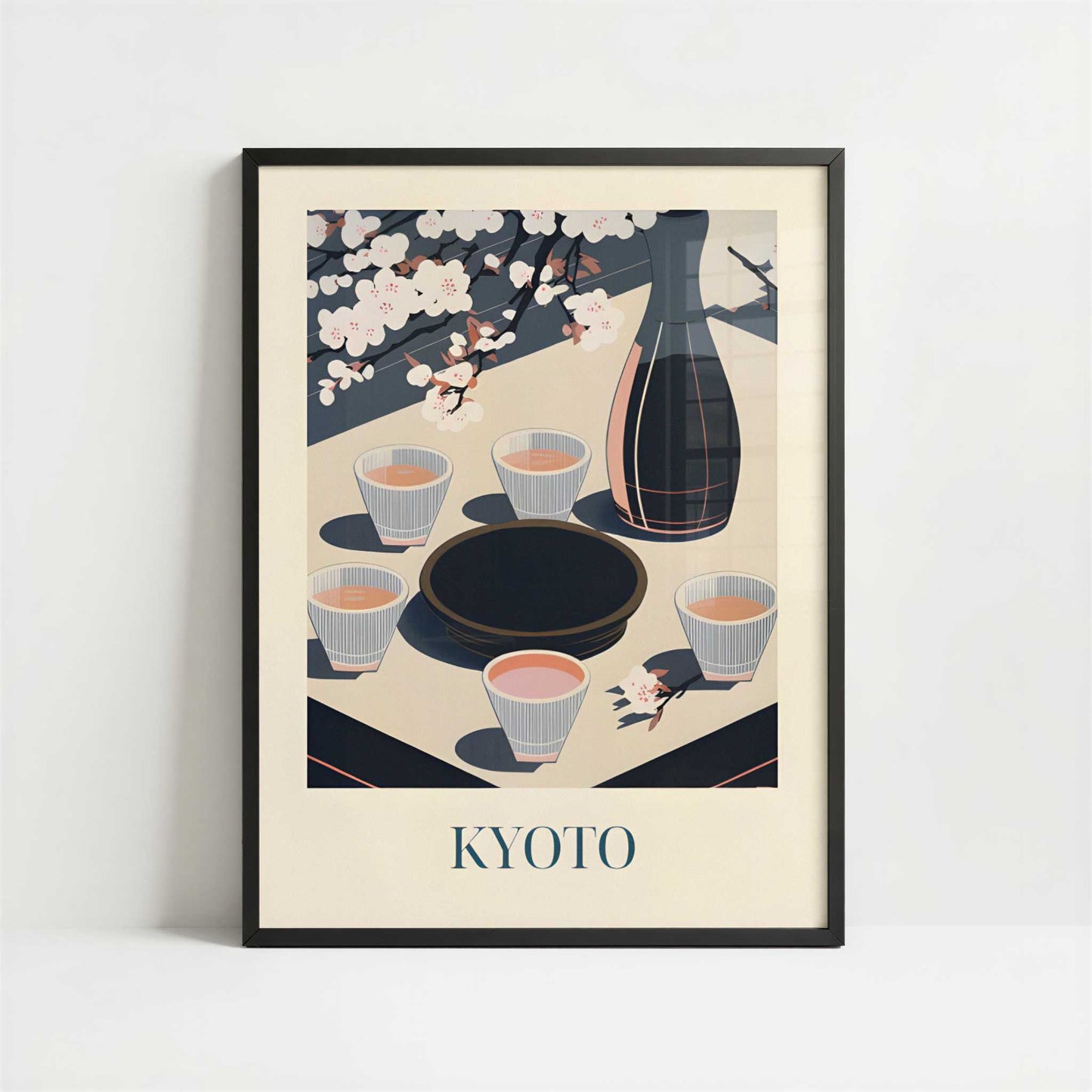 Sake from Kyoto, Japan - Art Print - Art print in black frame