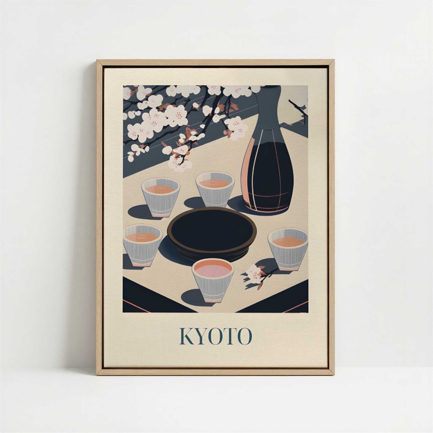 Framed Canvas - Framed canvas in oak color frame