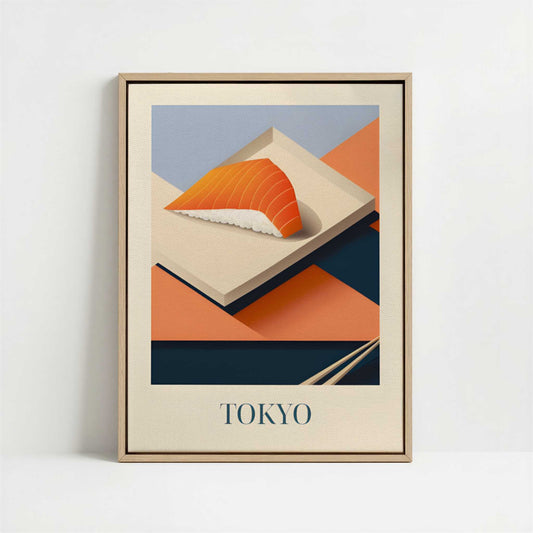 Framed Canvas - Framed canvas in oak color frame