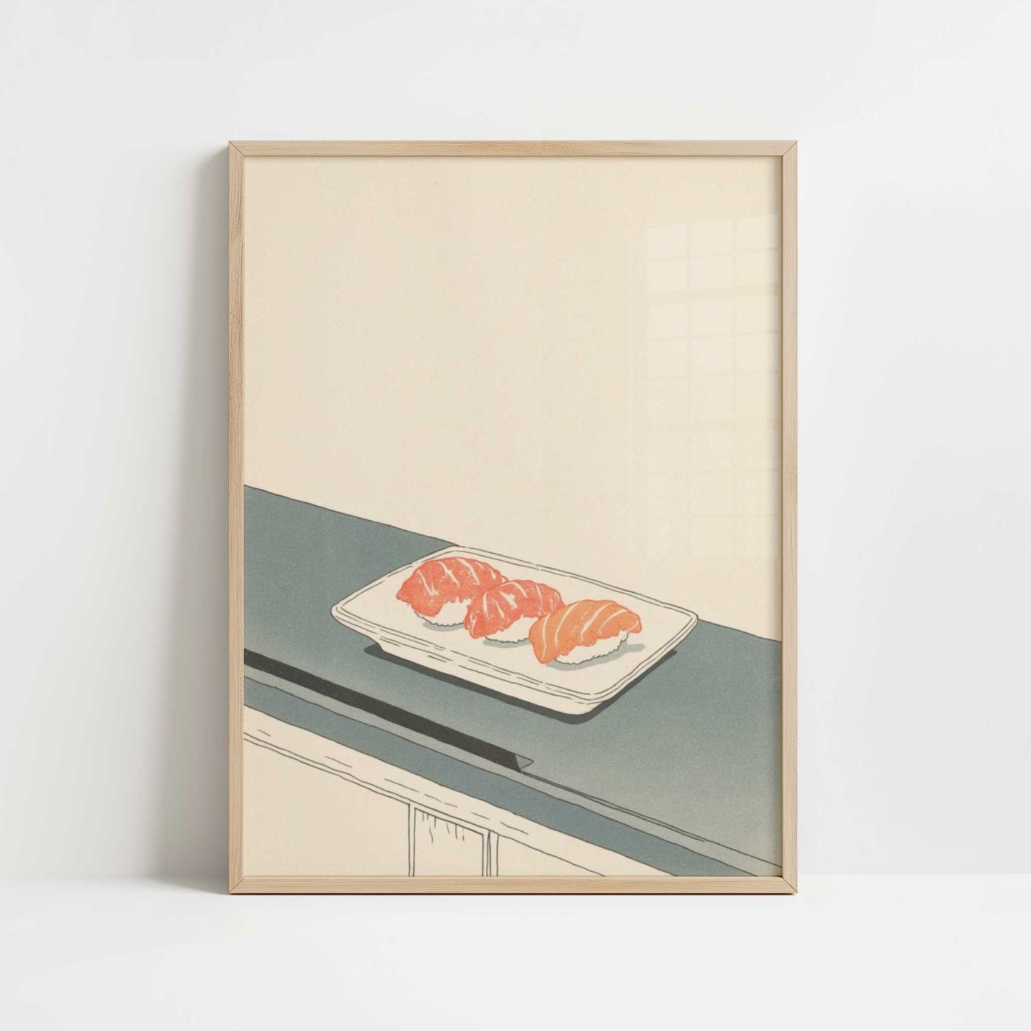 Salmon at Its Simplest - Art Print - Art print in oak frame
