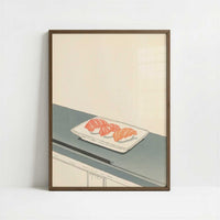Salmon at Its Simplest - Art Print - Art print in dark wood frame