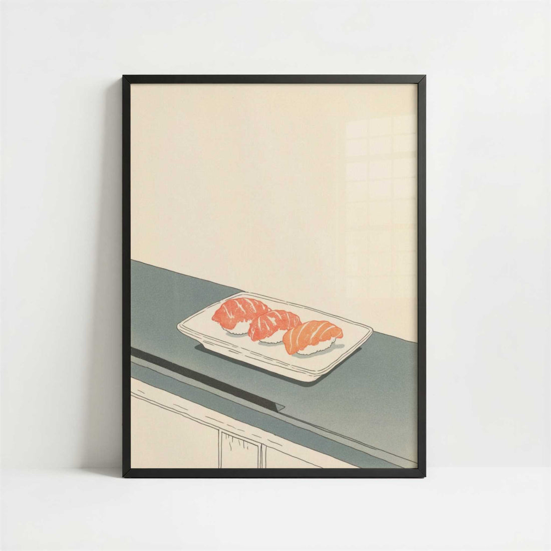 Salmon at Its Simplest - Art Print - Art print in black frame