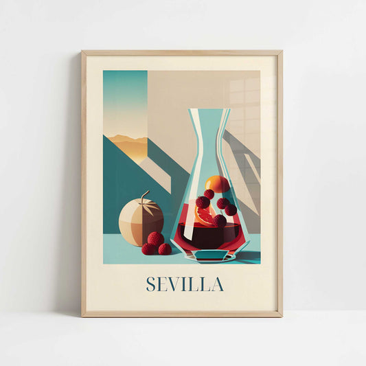 Sangria from Seville, Spain - Art Print - Art print in oak frame