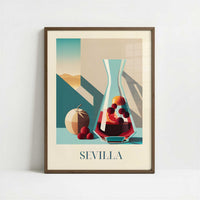 Sangria from Seville, Spain - Art Print - Art print in dark wood frame