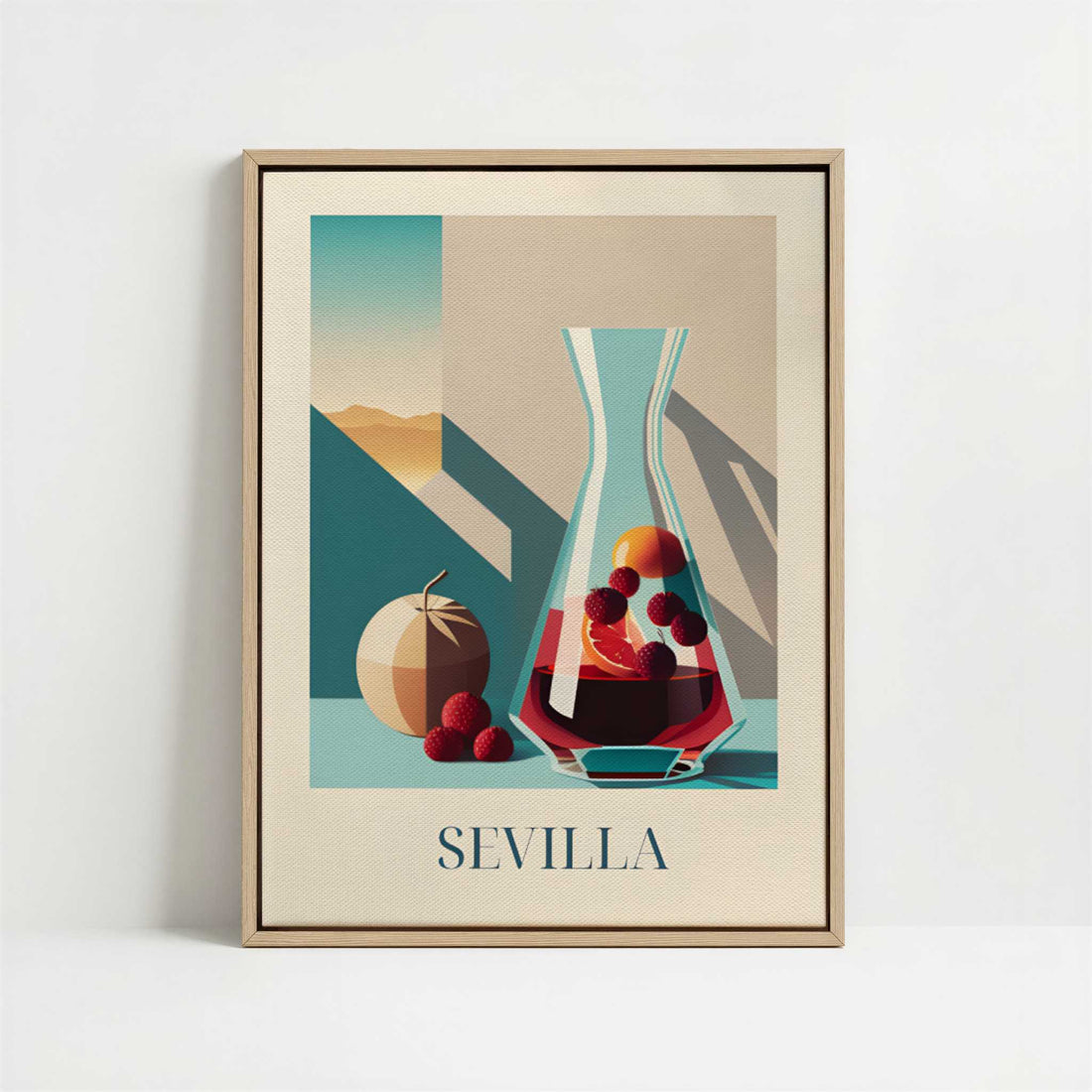 Framed Canvas - Framed canvas in oak color frame