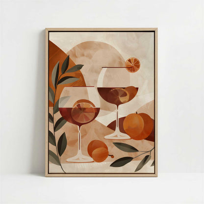 Framed Canvas - Framed canvas in oak color frame