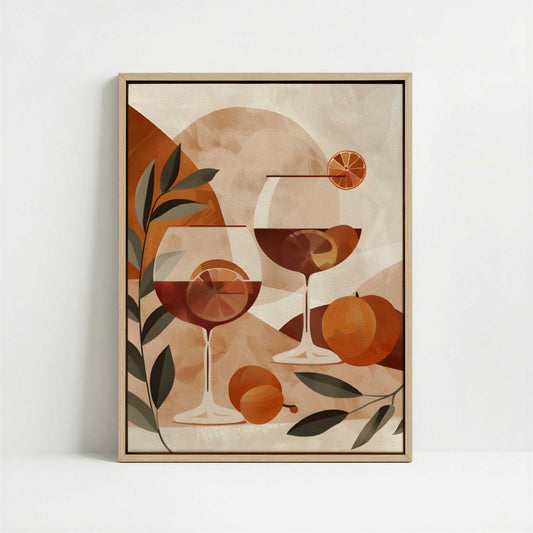 Framed Canvas - Framed canvas in oak color frame