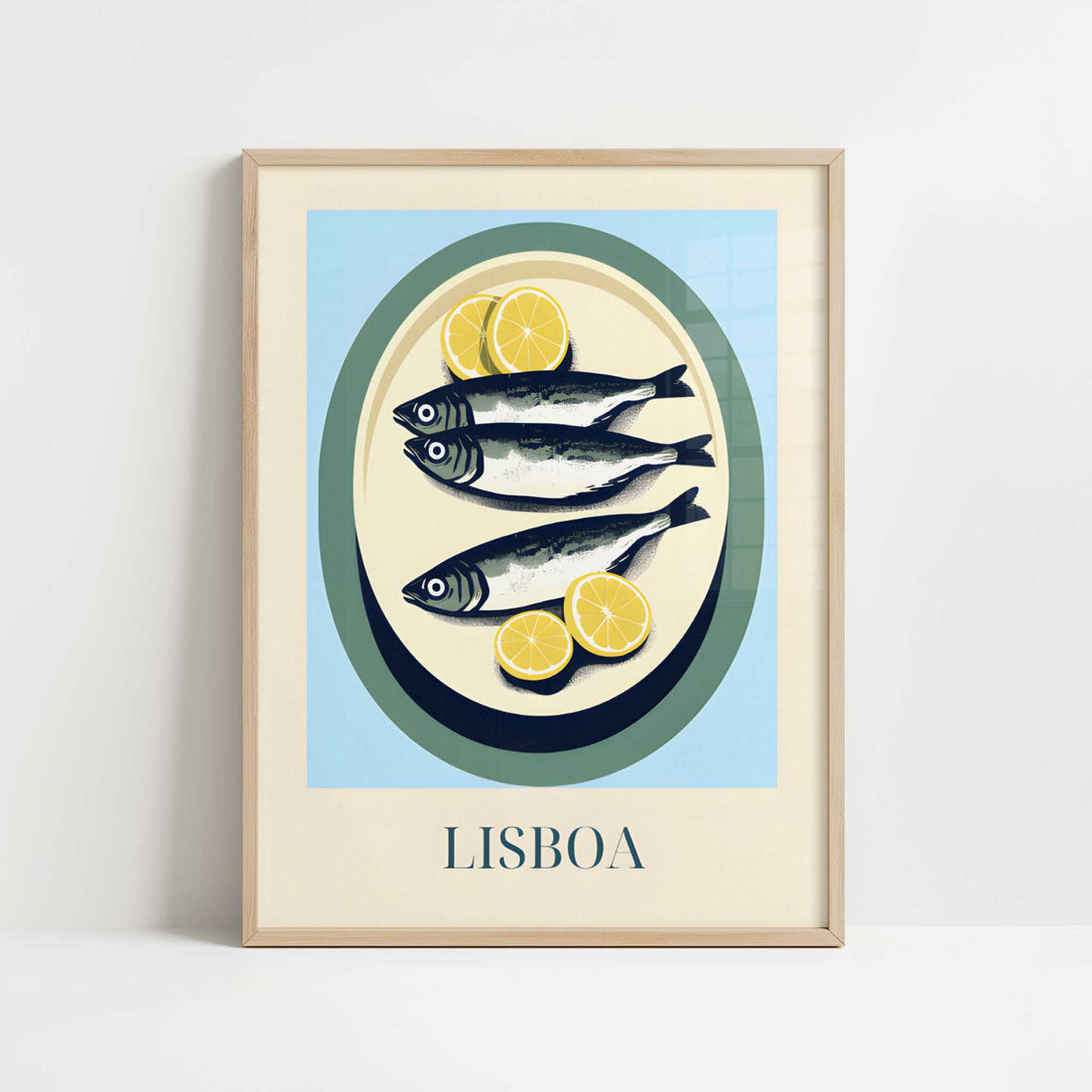 Sardines from Lisbon, Portugal - Art Print - Art print in oak frame