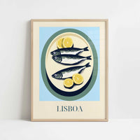 Sardines from Lisbon, Portugal - Art Print - Art print in oak frame
