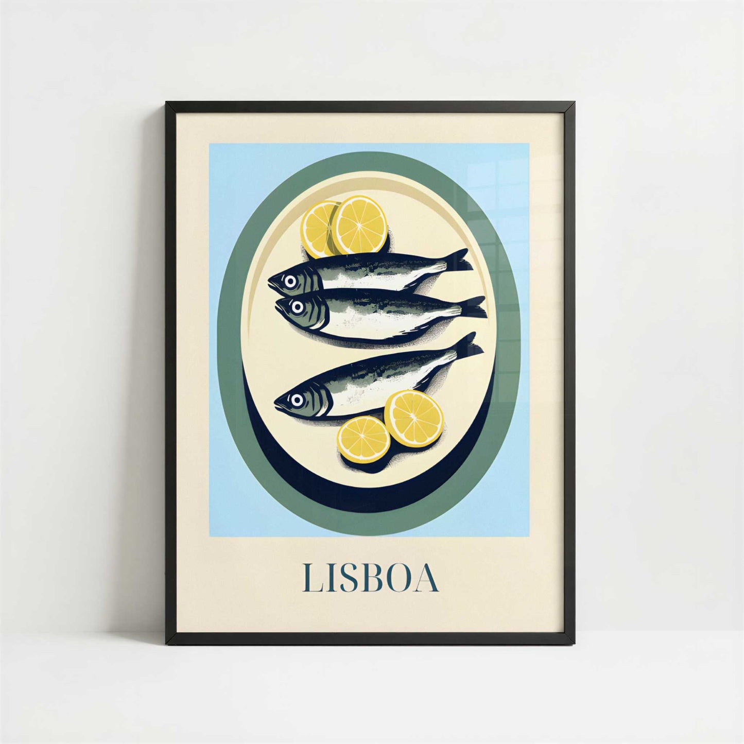 Sardines from Lisbon, Portugal - Art Print - Art print in black frame