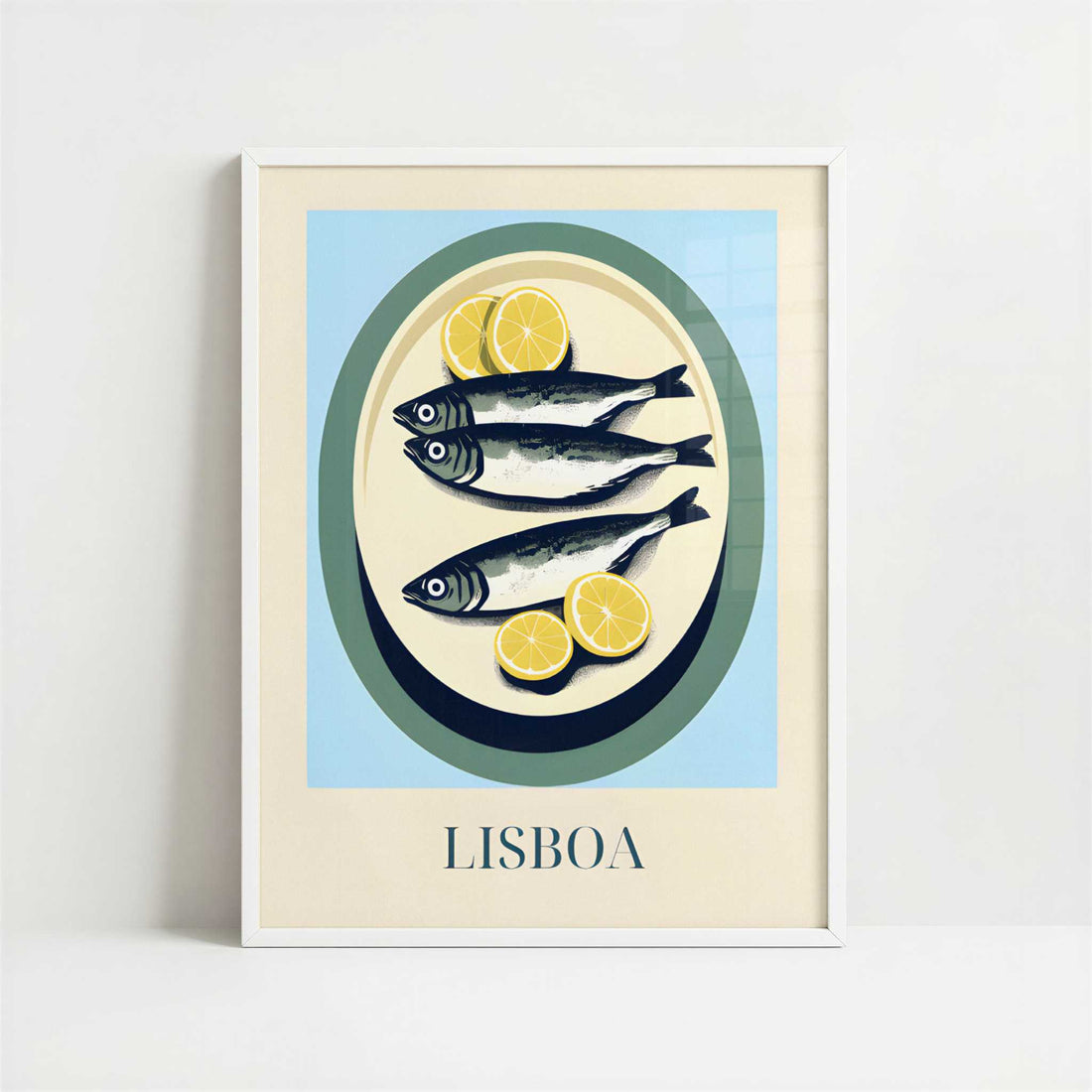 Sardines from Lisbon, Portugal - Art Print - Art print in white frame