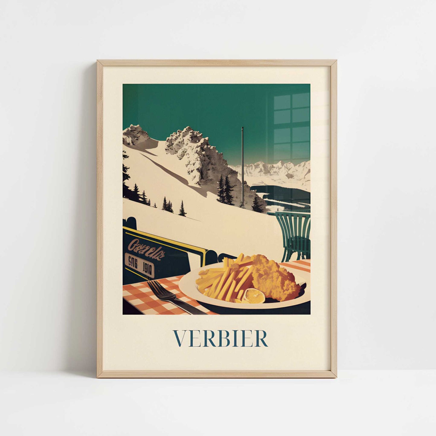 Schnitzel from Verbier, Switzerland - Art Print - Art print in oak frame