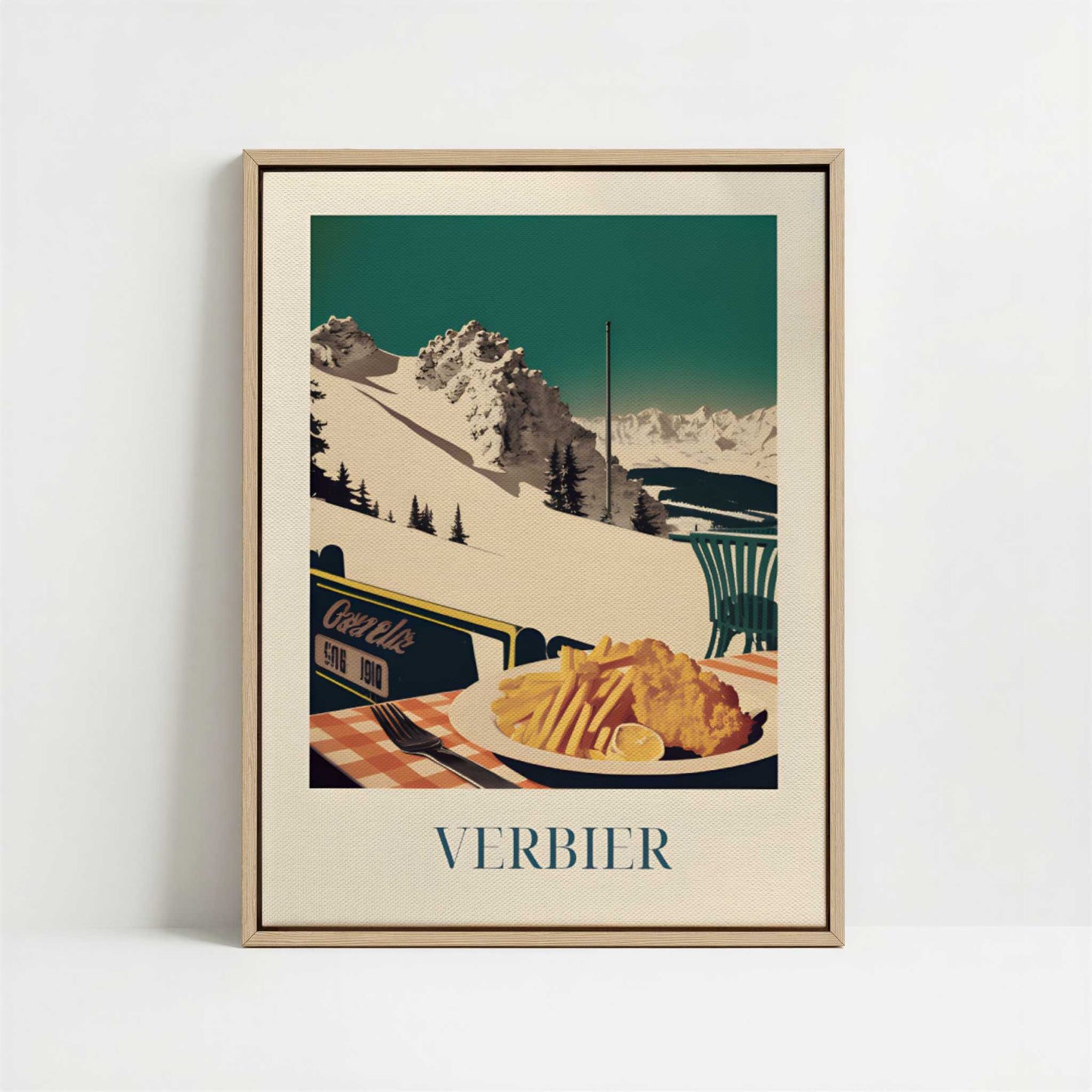 Framed Canvas - Framed canvas in oak color frame