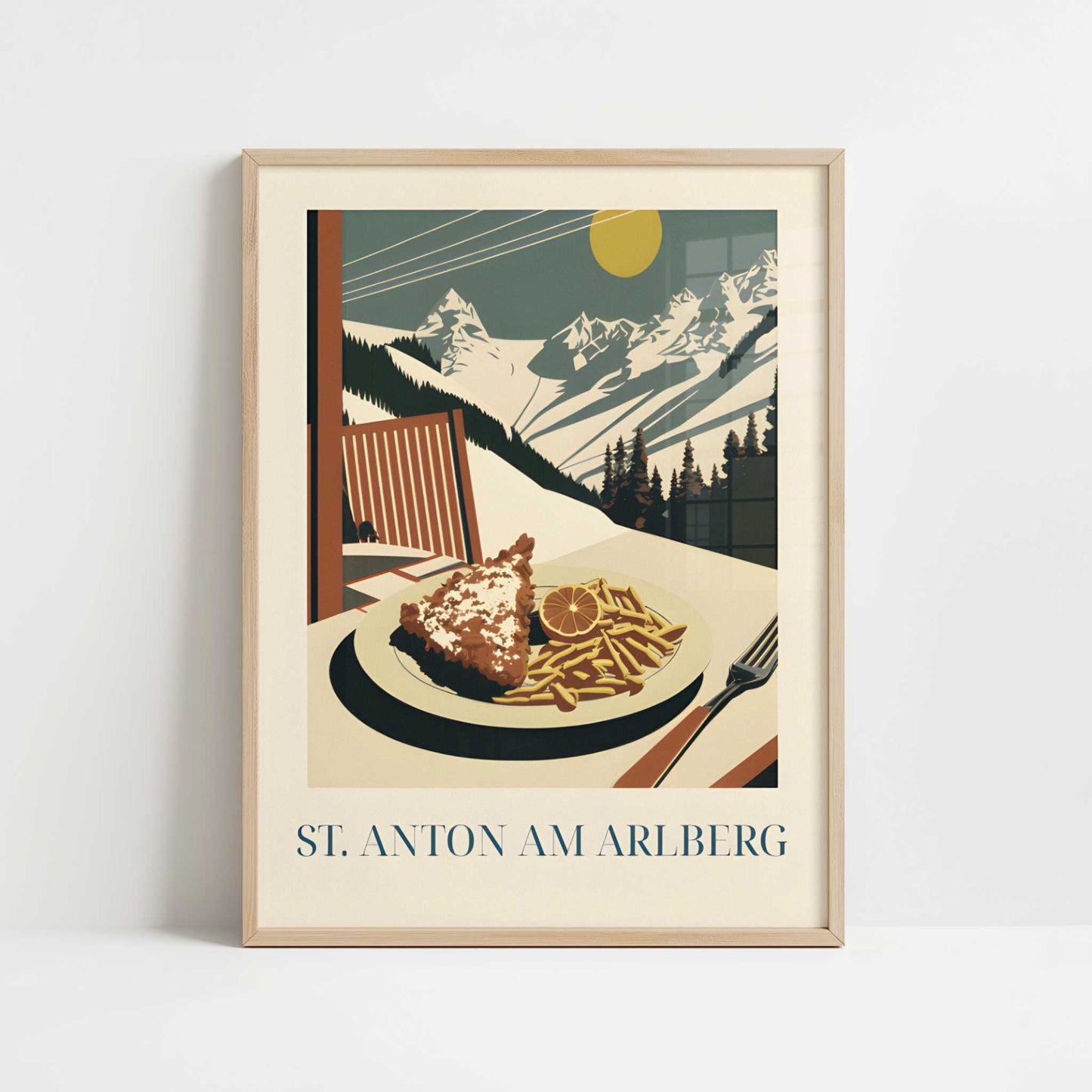 Schnitzel from St. Anton am Arlberg, Austria - Art Print - Art print in oak frame