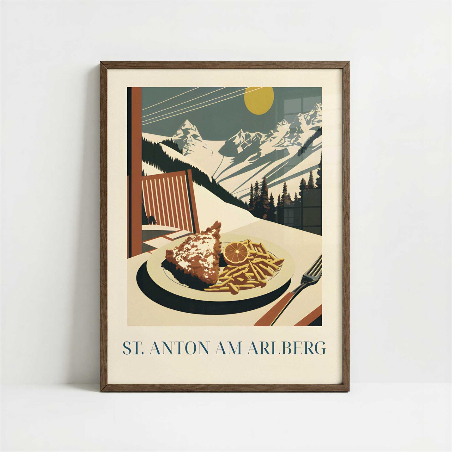 Schnitzel from St. Anton am Arlberg, Austria - Art Print - Art print in dark wood frame