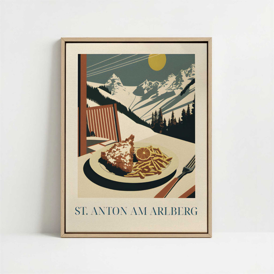 Framed Canvas - Framed canvas in oak color frame