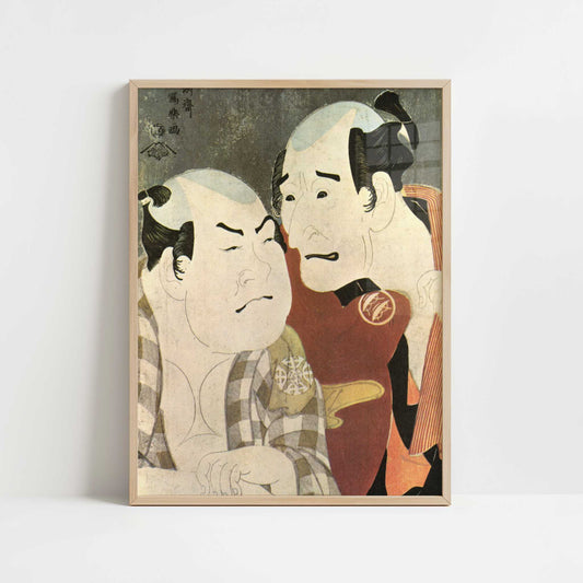 The Actors Nakamura Konozo & Nakajima Wadaemon in Character (1794) by Toshusai Sharaku – Art Print - Art print in oak frame