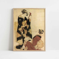 Rehearsing a New Song (c.1777) by Kitao Shigemasa – Art Print - Art print in oak frame