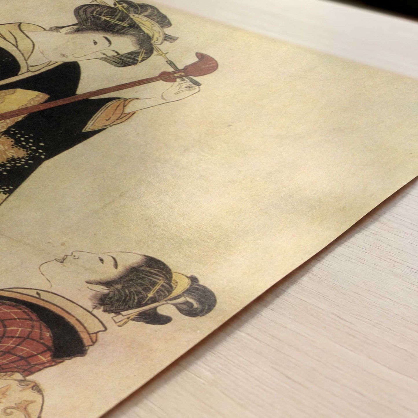 Rehearsing a New Song (c.1777) by Kitao Shigemasa – Art Print - Close-up detail of the art print